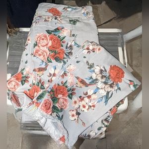 Vintage America Floral Jeans Boho Skinny Ankle 4/27  Women's Denim Preowned coq